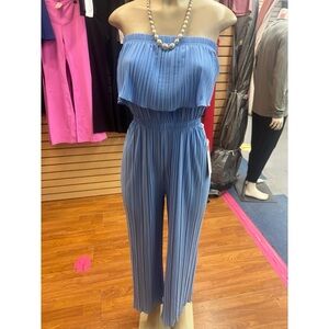 Blue Off-Shoulder Jumpsuit